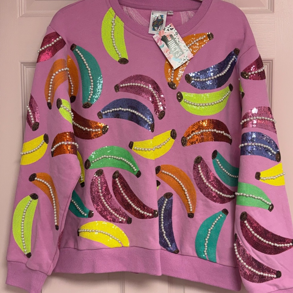 EXTREMELY RARE QUEEN OF SPARKLES Bananas Sweatshirt NWT